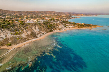 Stair of the turks, White Scala dei turchi in Agrigento, Sicily. White rocky cliff on the coast in the  of Porto Empedocle