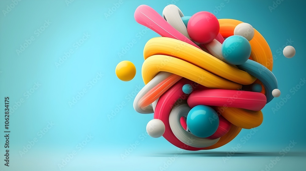 Poster captivating spherical molecular structure with vibrant and dynamic patterns in futuristic digital ar