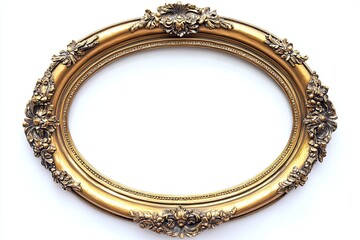 Ornate gold oval picture frame. Perfect for adding a touch of elegance and vintage style to your design projects.