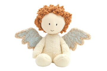 Soft plush angel toy isolated on transparent background for children