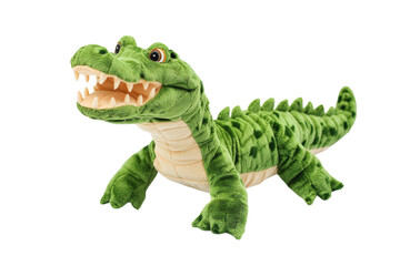 Fototapeta premium Soft plush crocodile toy isolated on transparent background for children
