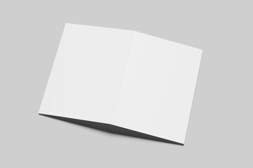 Blank brochure. Mockup of empty brochure with fold. White card, leaflet and booklet. Open flyer...