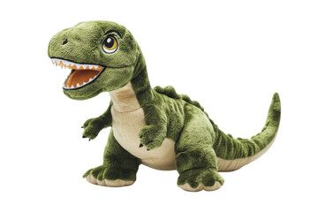 Fototapeta premium Soft plush dinosaur toy isolated on transparent background for children.