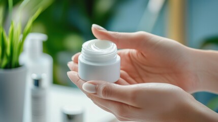 Esthetician applies firming cream to patient&rsquo;s face for radiant skin