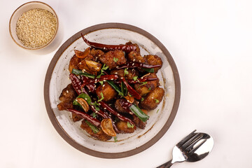Chongqing Chicken or Sichuan La Zi Ji is a Traditional Spicy Dish of Chicken and Dried Red Chilies.