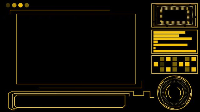 4K digital Security HUD futuristic background in Alpha Channel. Technology Hud Security Camera for information call box bars, business, industry, and news channels in 4K.Technology cool designed HUD.
