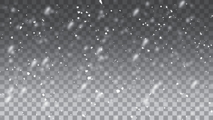 Abstract snowfall, blizzard, winter, snowflakes on an isolated background vector. Light effect with glitter particles.