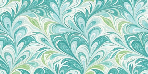 Abstract Swirling Pattern of Turquoise, White, and Green Hues