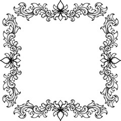 vintage elegant frame with a floral ornament engraving retro flower pattern antique style swirl decorative design element black and white filigree vector wedding invitation greeting card
