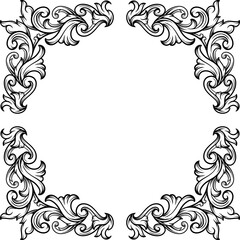 vintage elegant frame with a floral ornament engraving retro flower pattern antique style swirl decorative design element black and white filigree vector wedding invitation greeting card