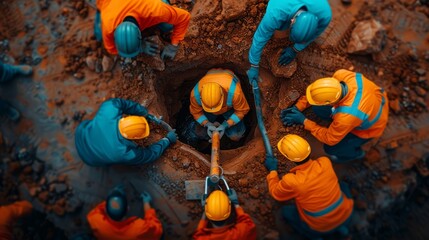 Workers Respond to Trench Collapse Accident