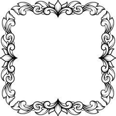 vintage elegant frame with a floral ornament engraving retro flower pattern antique style swirl decorative design element black and white filigree vector wedding invitation greeting card