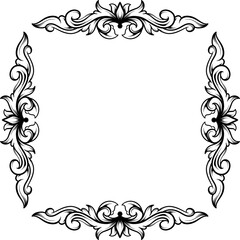 vintage elegant frame with a floral ornament engraving retro flower pattern antique style swirl decorative design element black and white filigree vector wedding invitation greeting card