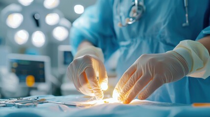 Nurse applies gentle pressure for effective postoperative wound care