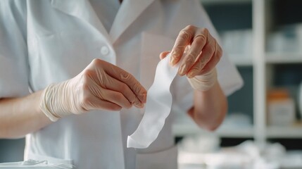 Nurse adjusts compression bandage with careful technique