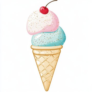 ice cream cone with cherry on top clip art preview