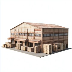 Warehouse building exterior logistic supply company white isolated