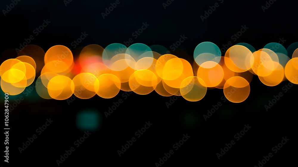 Wall mural night abstract city in blurry lights with bokeh effect.. abstract background of blurred warm lights