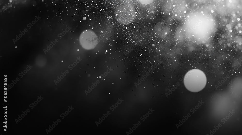 Wall mural golden glitter with bokeh effect on dark background snow or rain bokeh texture on blur bokeh of ligh