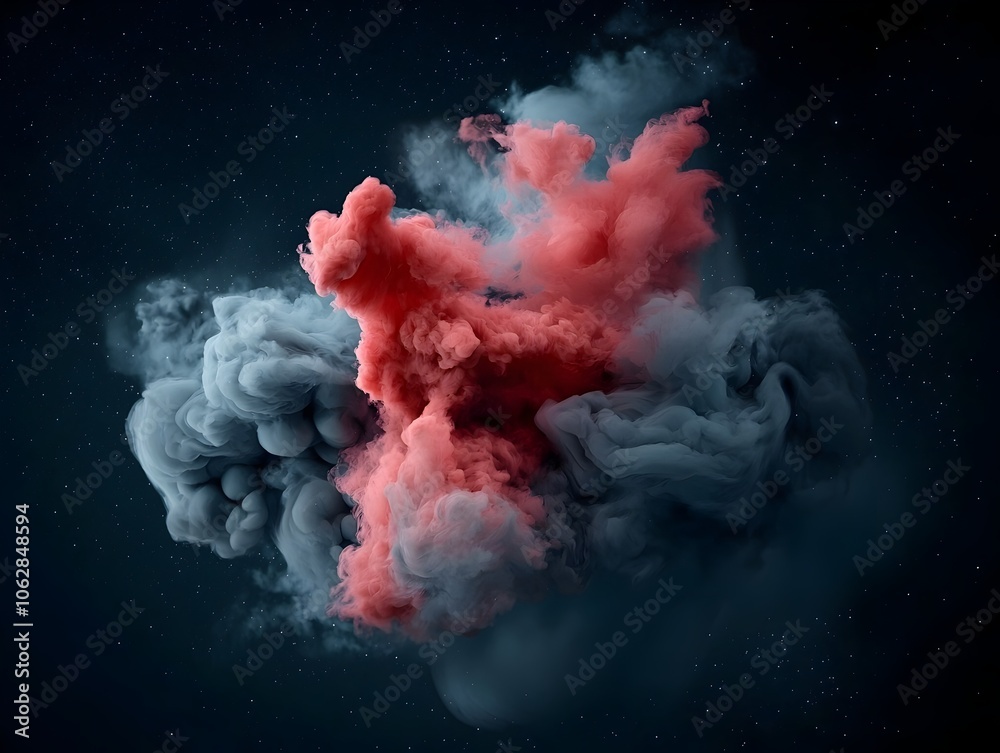 Poster Luminous shape shifting molecular structure with fluid forms that adapt to changing conditions set against a dreamlike and enchanting cosmic backdrop with sublime textures