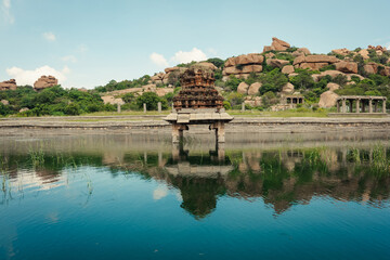 Vittalaraya Kola - Hampi. Big ancient swimming pool in India, Karnataka