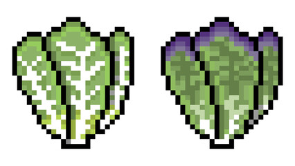 Fototapeta premium レタス サニーレタス 葉物野菜ドット絵 8bit (.PNG)