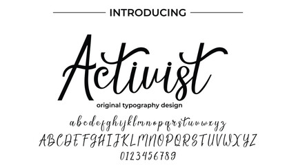 Activist Font Stylish brush painted an uppercase vector letters, alphabet, typeface