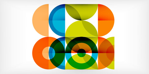 Obraz premium Minimal geometric abstract background. Circle square and triangle design. Trendy techno business template for wallpaper, banner, background or landing