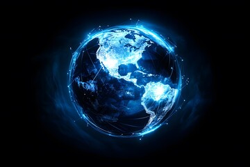 Fototapeta premium Best Internet Concept. Globe, glowing lines on technological background. Electronics, Wi-Fi, rays, symbols Internet, television, mobile and satellite communications. Technology 3D illustration 