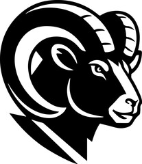 Ram icon isolated on white background. Mutton head. Design elements for logo, label, emblem, sign, brand mark. Vector illustration
