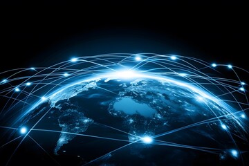 Best Internet Concept. Globe, glowing lines on technological background. Electronics, Wi-Fi, rays, symbols Internet, television, mobile and satellite communications. Technology 3D illustration
