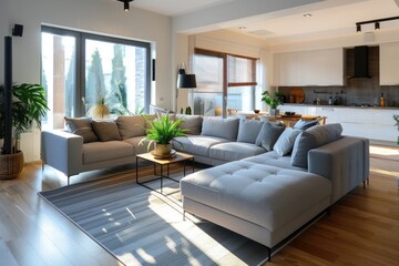 Stylish living room interior in modern house.