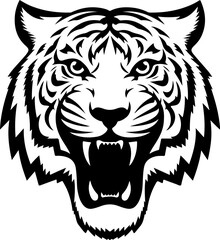 tiger head illustration isolated on white background. Images for logo, label, emblem. Vector illustration.