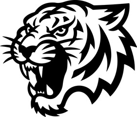 tiger head illustration isolated on white background. Images for logo, label, emblem. Vector illustration.