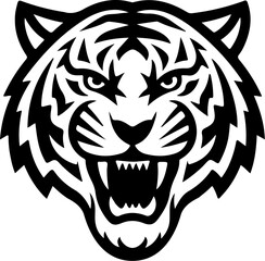 tiger head illustration isolated on white background. Images for logo, label, emblem. Vector illustration.