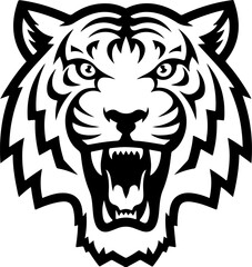 tiger head illustration isolated on white background. Images for logo, label, emblem. Vector illustration.