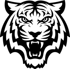 tiger head illustration isolated on white background. Images for logo, label, emblem. Vector illustration.
