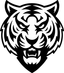 tiger head illustration isolated on white background. Images for logo, label, emblem. Vector illustration.