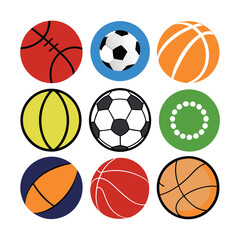 Obraz premium Sports balls minimal flat icon set. Cartoon style. 