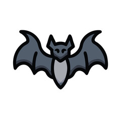 Cartoon bat illustration with spread wings,  perfect for Halloween or spooky themes, isolated on white.