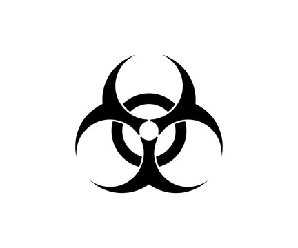 Biohazard sign icon. Monochrome silhouette with biohazard symbol vector design and illustration.

