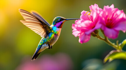 Fototapeta premium Vibrant Hummingbird in Flight