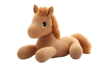 Soft plush horse foal toy isolated on transparent background for children