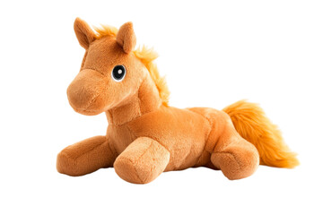 Soft plush horse foal toy isolated on transparent background for children