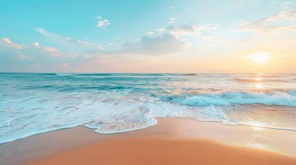 Calm and peaceful beach setting with ample room for text overlay