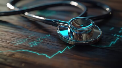 The Stethoscope on Wooden Table