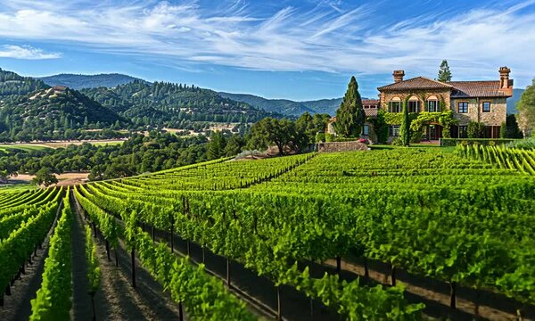 Scenic vineyard in a rolling landscape