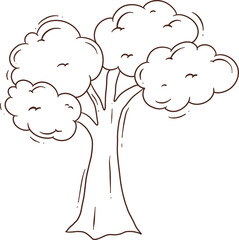 outline tree doodle cartoon