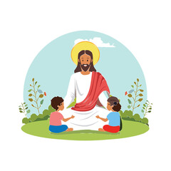 Fototapeta premium Religious Illustration of Jesus Christ
