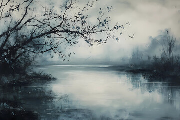 Fototapeta premium Explore the Calm of a Serene Pearl Riverbank - A Path to Peaceful Reflections